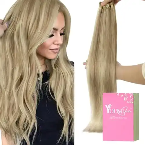 Clip-in Extensions YoungSee Echthaar Blond 50 cm