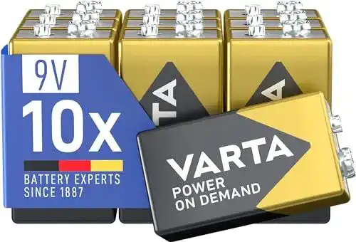 Varta 9V Blockbatterien, 10 Stück Alkaline Batterien für verschiedene Anwendungen