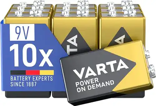 Varta 9V Blockbatterien, 10 Stück Alkaline Batterien für verschiedene Anwendungen