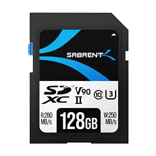 Sabrent SDXC Speicherkarte 128 GB V90 UHS II für 4K und 8K Videoaufnahmen