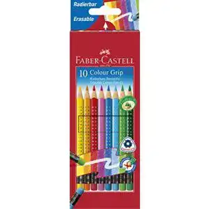 Faber-Castell 116613 Buntstifte Set Colour Grip, radierbar, 10 Stück