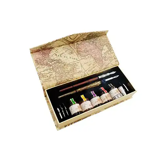 Kalligraphie-Füller Set von GC Quill mit Holz- und Glasstiften