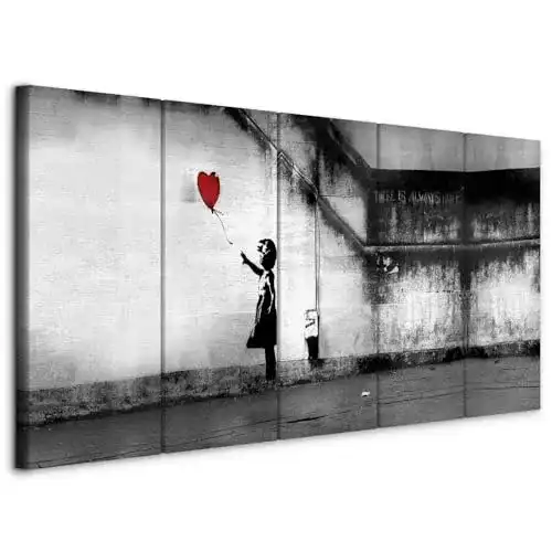Akustikbild Murando Banksy 225 x 90 cm 5-teilig mit Akustikschaum