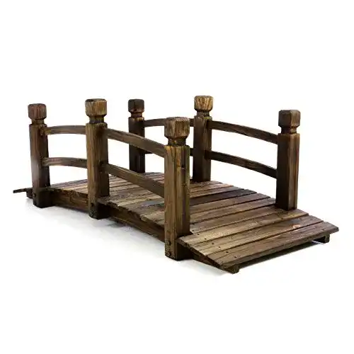 Teichbrücke Nexos Trading Holzbrücke mit Geländer in Dunkelbraun
