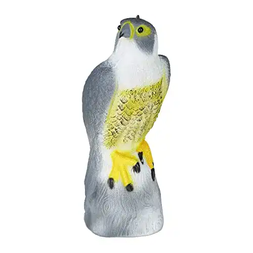Relaxdays Vogelschreck Falke zur Vogelabwehr, sitzend, für Garten und Balkon