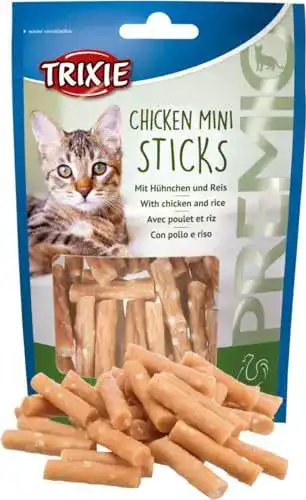 Katzenleckerlis Trixie Premio Mini Sticks Hühnchen und Reis 50g