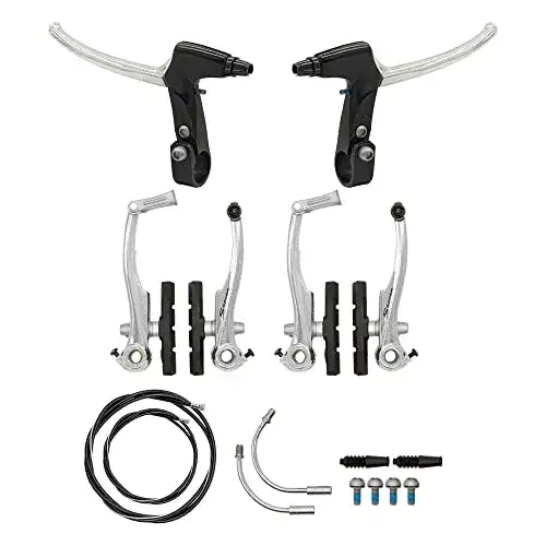 Fahrradbremse P4B V-Brake Bremsen Set in Silber für verschiedene Fahrradtypen