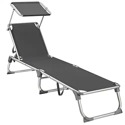 Klappbare Sonnenliege mit Dach von SONGMICS, 193 x 55 x 31 cm, 150 kg