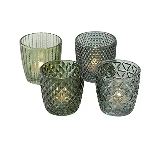 Teelichthalter Set aus Glas in Grün – 4er Windlicht Vergleich