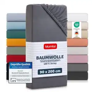 Blumtal Baumwolle Spannbettlaken 90×200 cm Jersey