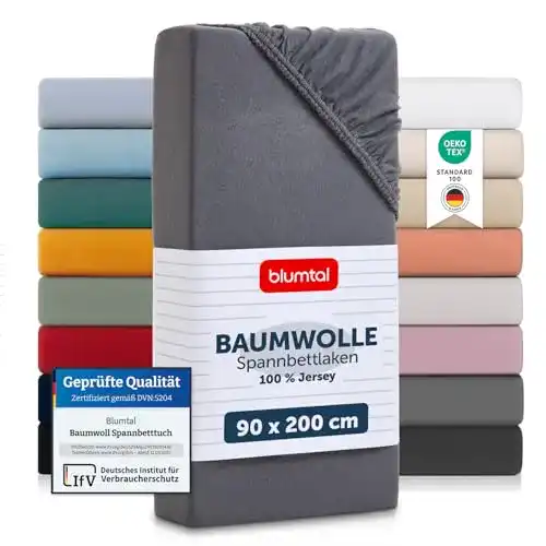 Blumtal Baumwolle Spannbettlaken 90×200 cm Jersey