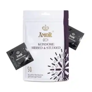 Amor Kondom Premium Gerippt-Genoppt, Ø 54 mm, 50 Stück