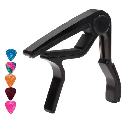 Kapodaster für Gitarren Aluminium-Capo mit 5 Plektren
