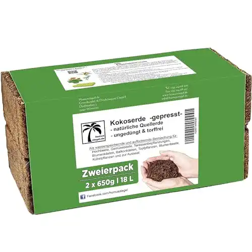 Anzuchterde Humusziegel aus Kokos, 18 Liter, 2 x 650g