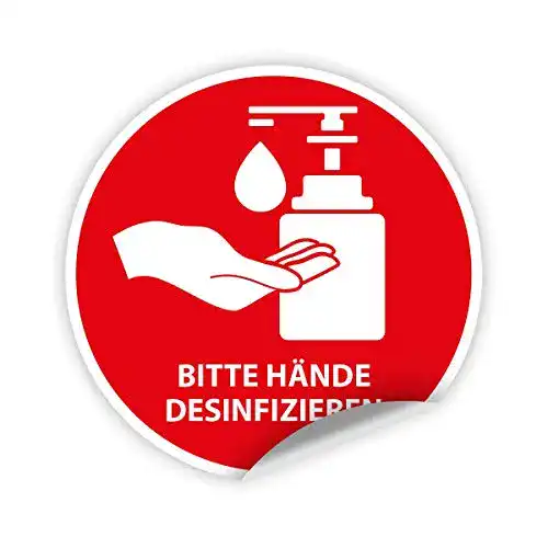 Aufkleber Hände desinfizieren 5 Stück selbstklebend