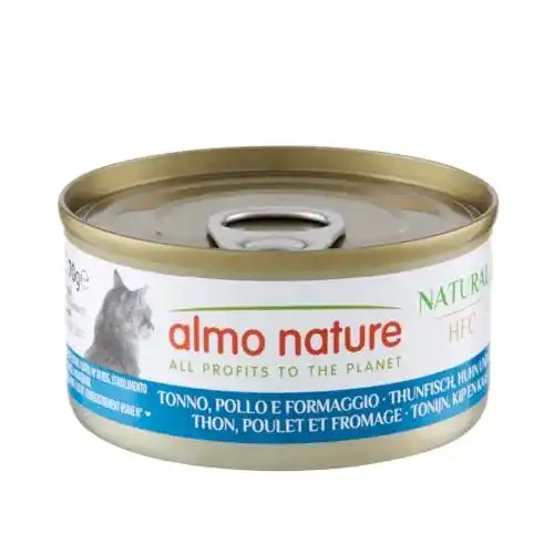 Almo Nature HFC Natural Katzenfutter nass, Thunfisch, Huhn und Käse, 24er Pack