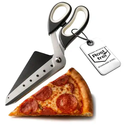 Pizzaschere mit Servierfläche und Edelstahl-Klingen