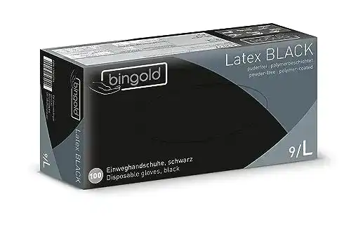 Einmalhandschuhe Bingold Latex Black puderfrei Größe L 100 Stück