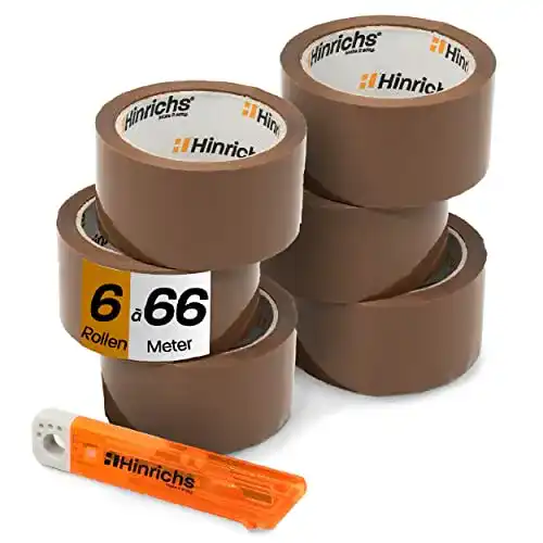 Paketklebeband Hinrichs Braun, 6 Rollen 66 m x 50 mm