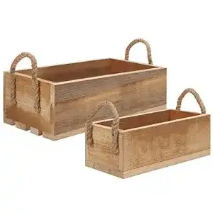 Holzkiste Belle Vous Vintage Kisten zur Aufbewahrung mit Seilgriffen