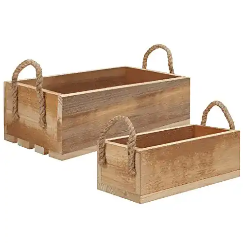 Holzkiste Belle Vous Vintage Kisten zur Aufbewahrung mit Seilgriffen