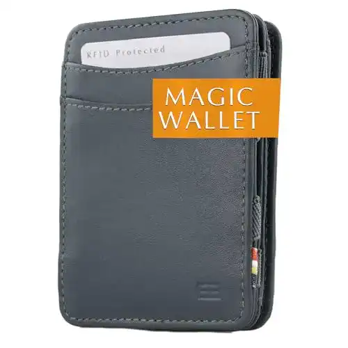 Hunterson Magic Wallet Flacher Geldbeutel aus Leder für Herren