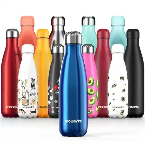 Isolierflasche 1 Liter Proworks Edelstahl Trinkflasche für kalte und heiße Getränke