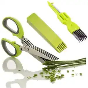 Kräuterschere CCRoom Edelstahl mit 5 Klingen für Küche und Garten