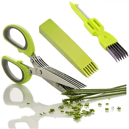 Kräuterschere CCRoom Edelstahl mit 5 Klingen für Küche und Garten