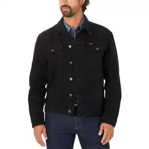 Jeansjacke Herren von Wrangler im Western-Stil, ungefüttert, Schwarz
