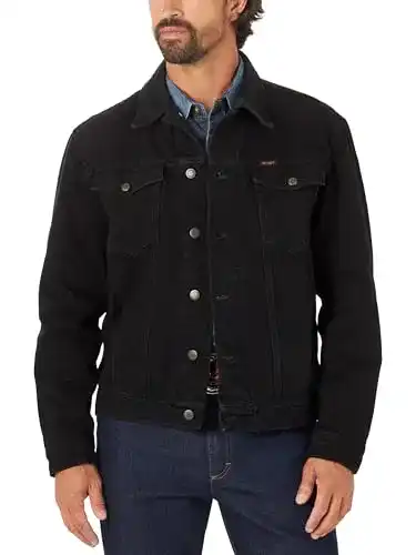 Jeansjacke Herren von Wrangler im Western-Stil, ungefüttert, Schwarz