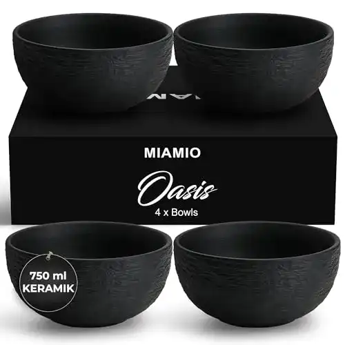 Salatschüssel Miamio 750 ml 4er Set aus Keramik für vielseitige Anwendungen