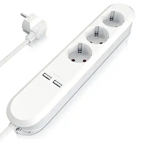 3-fach Steckdosenleiste Bearware mit 2 USB Ports und Berührungsschutz
