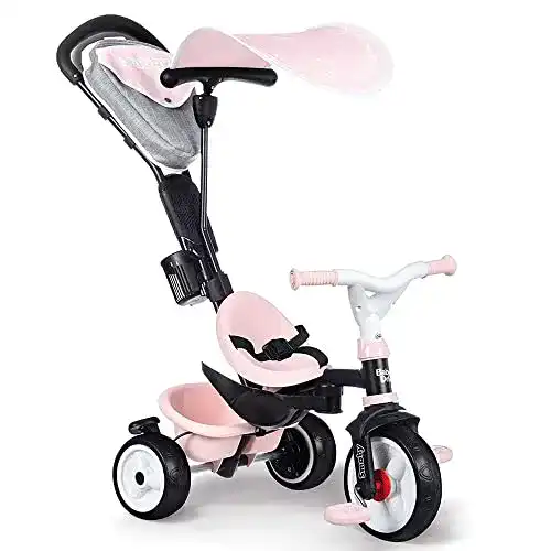 Kinderdreirad Smoby Baby Driver Plus in Rosa – 3-in-1 Multifunktionsfahrzeug