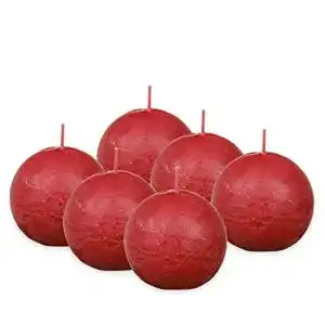 Bolsius Rustik Kugelkerze Rot, 6 Stück, Durchmesser 7,6 cm