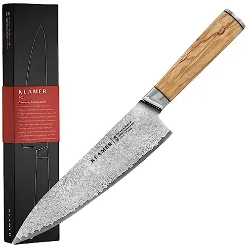 Damast Küchenmesser KLAMER Chefmesser 20cm aus japanischem Damaststahl
