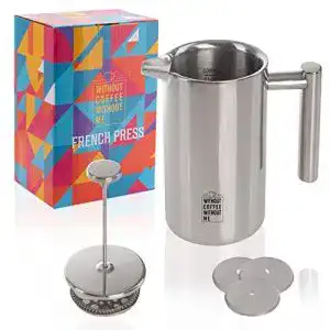 Nouten Premium French Press aus Edelstahl 0,6l