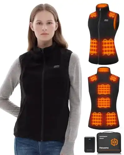 Heizweste für Damen mit Fleece und Powerbank 16000mAh 7.4V