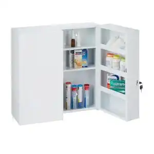 Medizinschrank Relaxdays XXL, 2-türiger Medikamentenschrank aus Stahl