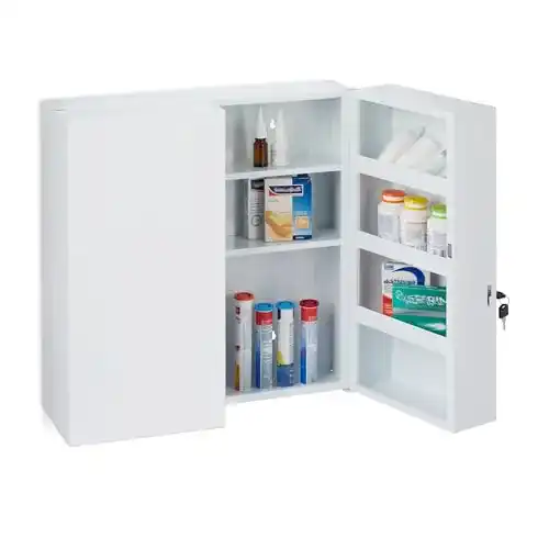 Medizinschrank Relaxdays XXL, 2-türiger Medikamentenschrank aus Stahl