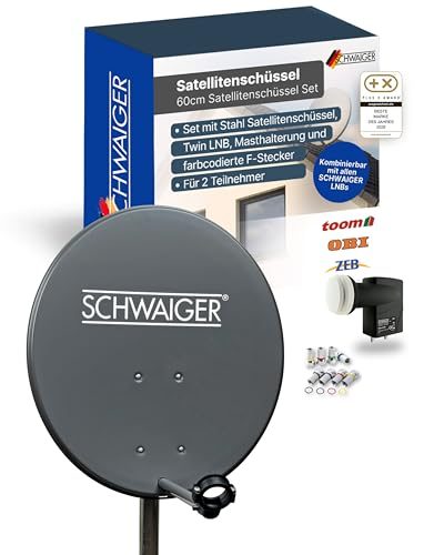 Satelliten-Set SCHWAIGER 487 mit Twin-LNB und Satellitenschüssel