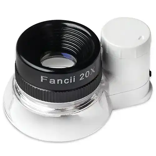 Juwelierlupe Fancii 20-fach mit LED Licht für Schmuckinspektion