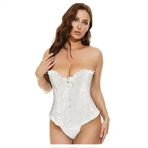 Korsett Damen Bustier mit Spitze und Stäbchen für Gothic-Look