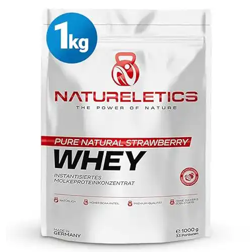 Eiweißpulver ohne Zucker von Natureletics Erdbeere 1kg – Natürliches Protein