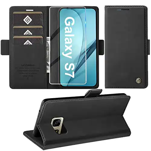 Giyer Handyhülle für Samsung Galaxy S7 mit Schutzfolie und Standfunktion