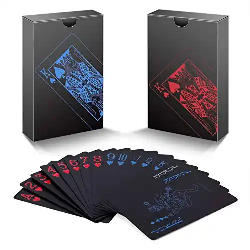 Zidwzidwei Spielkarten 2 Kartendecks in Schwarz, Wasserdichtes PVC
