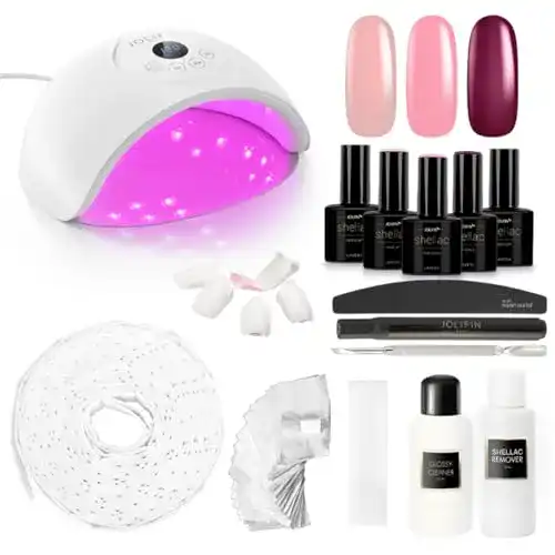 Jolifin LAVENI Shellac Starter Set mit UV-Nagellack