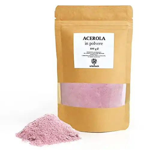 Acerola Pulver Erbotech, 100 g Packung, natürliche Vitamin C Quelle