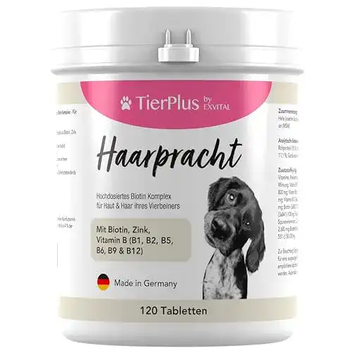 Biotin für Hunde von EXVital TierPlus zur Unterstützung von Haut und Fell