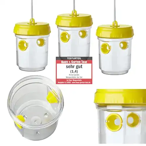 Kinzo Wespenfalle 3er Set, 9 cm Durchmesser, chemiefreie Wespenabwehr